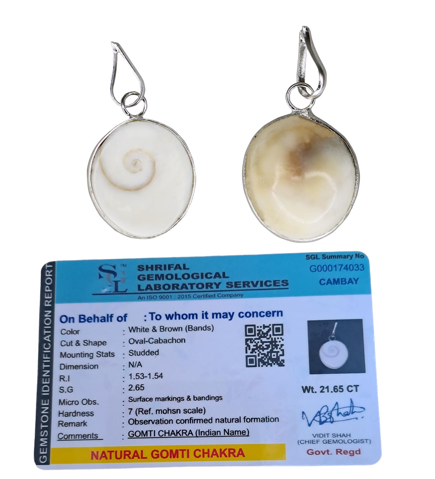 Divine Gomti Chakra Pendant for Good Luck and Abundance - Natural and Certified Astrological Gemstone, Unisex Default Title